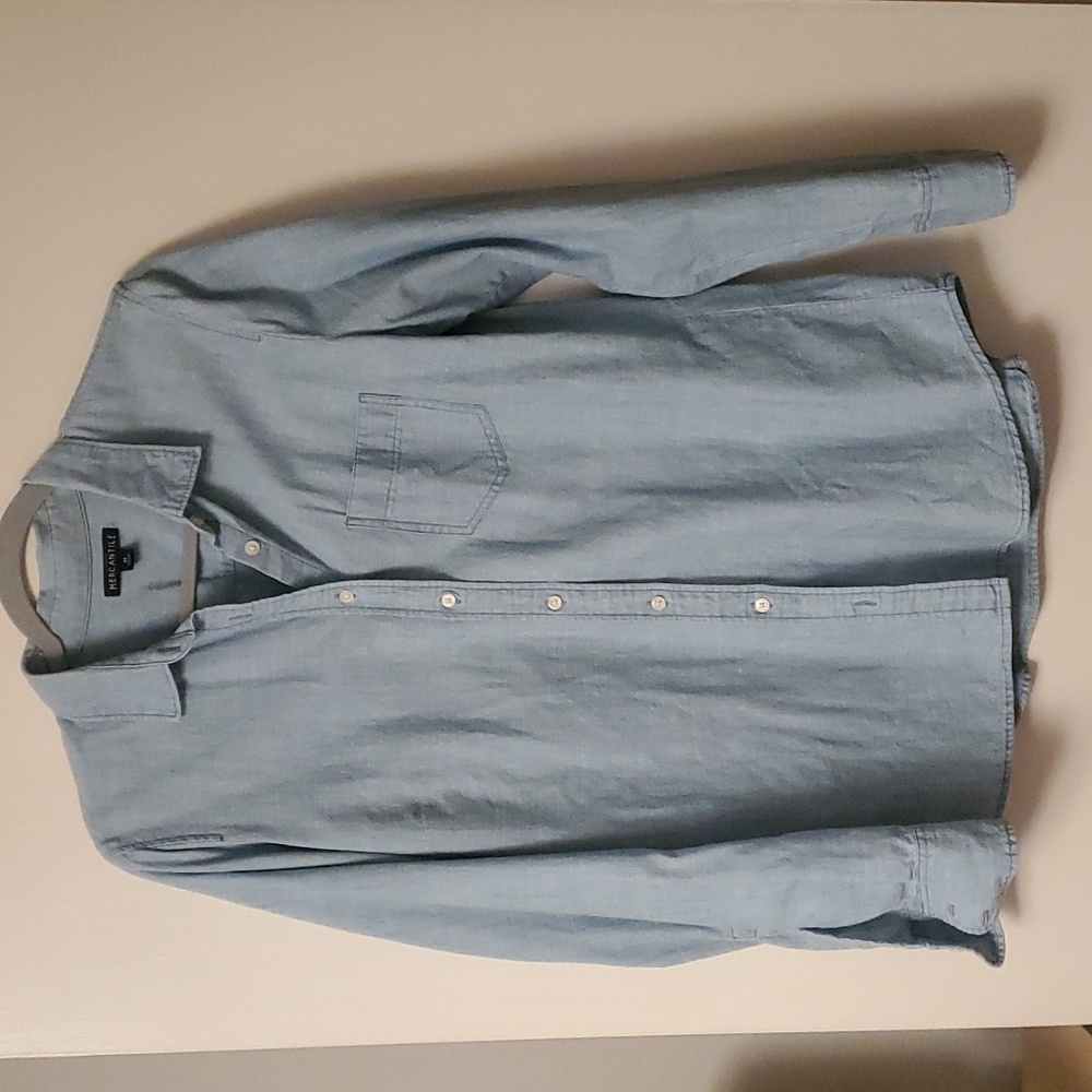 J Crew mercantile Shirt Womens Size M Chambray Blue  Long Sleeve Button down